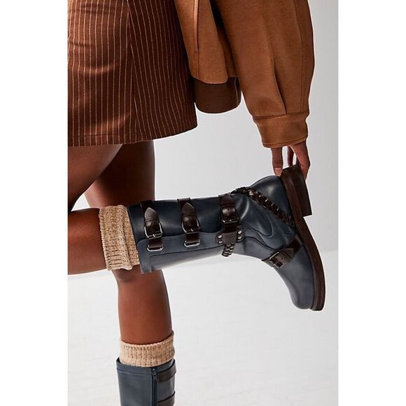 Free People Billie Buckle Boots Size 7.5 - Picture 1 of 8